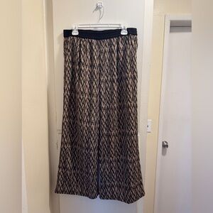 Sanctuary Women’s Wide Leg Pants| Black and Brown Geometric Pattern | Size: L